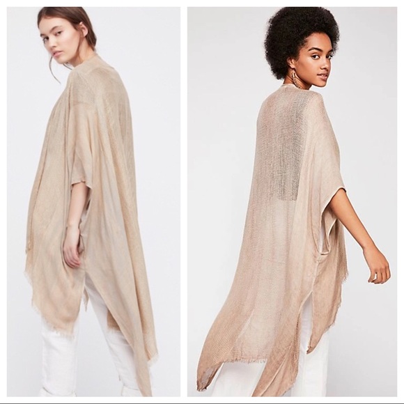 FREE PEOPLE LONG KIMONO DUSTER CARDI CAPE A2C - Picture 9 of 14